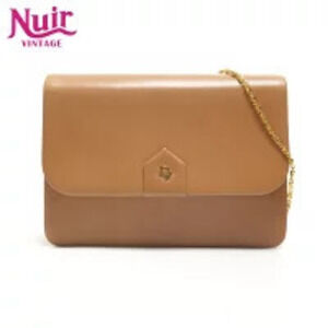 Christian Dior Leather Chain Wallet Clutch Bag Shoulder Brown